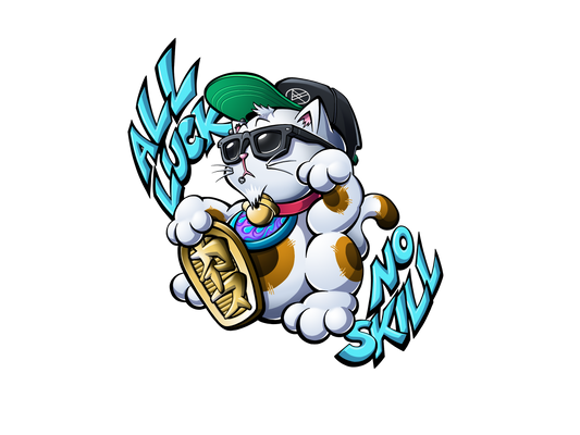 *OG All Luck-No Skill Lucky Cat Die Cut Sticker